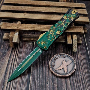 Microtech Hera II Mini St. Patrick's Day Green Signature Series 2.90" D/E 1702M-3SPDGRS by EDC Lifestyle
