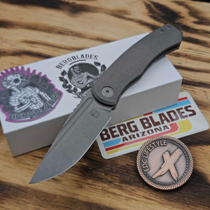 BergBlades Mini Alpha Frame Lock Dark Stonewash Ti with 3.1" S90V Dark Stonewash blade at EDC Lifestyle