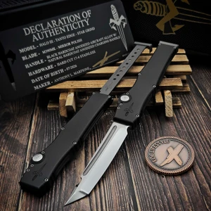 MARFIONE CUSTOM HALO III BLACK 4" TANTO EDGE MIRROR POLISH  1251-STMPBKNC-MCK by EDC Lifestyle