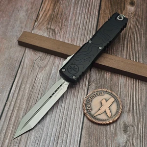 Microtech Ultratech Black Topographic Spartan Stonewash 12234TP-10 - Preowned