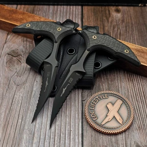 Microtech Bee S/E Wharncliffe Push Dagger Double Full Serrated DLC Carbon Fiber Handle 218D-3DLCS - Preowned S/N 001