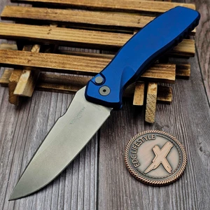 Pro-Tech Knives Pallas Auto - Spartan Blades Blue Aluminum 3.7" Stonewash SB1101-Blue by EDC Lifestyle