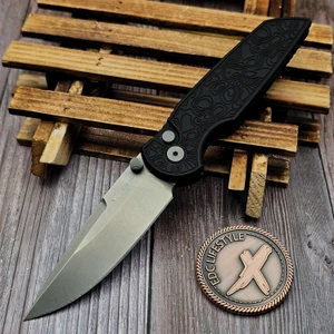 Pro-Tech Knives TR-3 Integrity Black Topographic Texture 3.35" Stonewash INT1105-TOPO by EDC Lifestyle