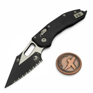 Microtech Stitch Ram-Lok Fluted Black G-10 3.7" S/E Full Serrated 169RL-3FLGTBK by EDC Lifestyle