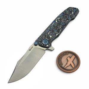 Reate Knives District 9D-V2 Frost Fat Carbon Handle 3.5" 154CM Belt Satin