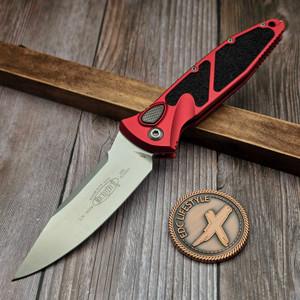 Microtech Socom Auto Red S/E Stonewash 160A-10RD S/N 14266 - Preowned