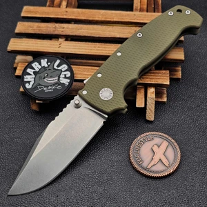 Demko Textured Green G10 Thumb Stud XXX 4.0" 3V Clip Point