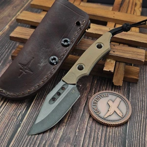 Heretic Knives Kobold Bowie Fixed Blade Knife Flat Dark Earth FDE G10 2.6" DLC H065-6A-FDE/G10