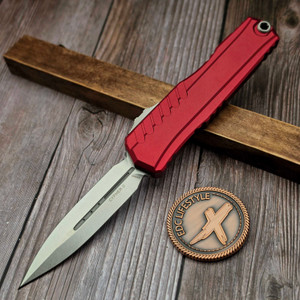 Microtech Cypher II Red D/E Stonewash 1242-10RD - Preowned S5