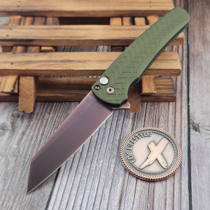 Pro-Tech Knives Malibu Green Tread 3.25" Reverse T/E Copper Rose Blade Show West 2026