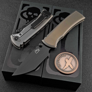 Chaves Redencion Street Bronze Titanium Magnetic Inlay 3.25" M390 Chisel Tanto