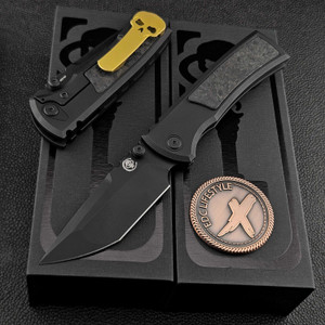 Chaves Redencion Street Black PVD Titanium Shredded Carbon Fiber Magnetic Inlay 3.25" M390 Tanto Black PVD 50 Series