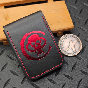 Chaves Knives Black Leather Wallet Red Logo w/Red Stitching