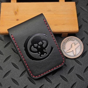 Chaves Knives Black Leather Wallet Black Logo w/Red Stitching