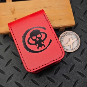Chaves Knives Red Leather Wallet Black Logo w/Red Stitching