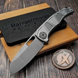 Rangermade Knife & Tool OBJ-2 Titanium Framelock Folder 3.38" Magnacut Sheepsfoot #039