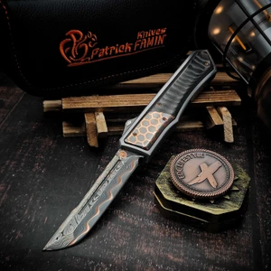 Patrick Famin Stainless Steel GOTF Carbon Q Stripe/Superconductor Copper San Mai SS Futoron