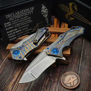 Marfione Custom/Sean Marfione Starlord Stonewash Flamed Titanium w/Blue Ti Accent