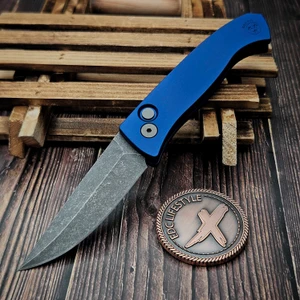 Pro-Tech Knives Brend Classic Auto Blue 3.35" Acid Wash WB1101