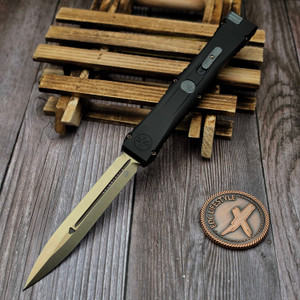 Microtech Marfione Select Nemesis IV 1152-13MS2 4.4" D/E Bronze Antique Denim Titanium Accents Bronze Titanium