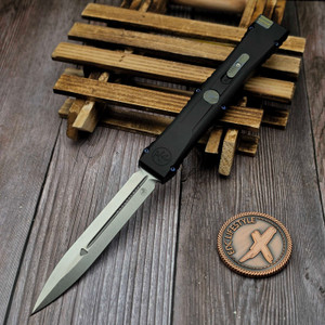 Microtech Marfione Select Nemesis IV 1152-10MS2 4.4" D/E Stonewash Galactic Gold Titanium Accents Blue Titanium