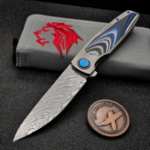 Holt Bladeworks Outlaw OP218 Flux Fordite Inlays Damasteel