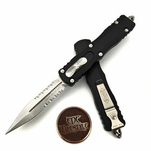 Microtech 227-11 Dirac Delta Double Edge Partial Serrated Stonewash Standard