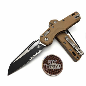 Microtech MSI Ram-Lok Tan Fluted G-10 3.85" S/E Partial Serrated Black 210-2FLGTTA By Edc Lifestyle
