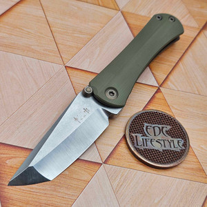Borka Blades/Marfione Custom SBTF Chisel Grind Green G-10 Scale - Preowned