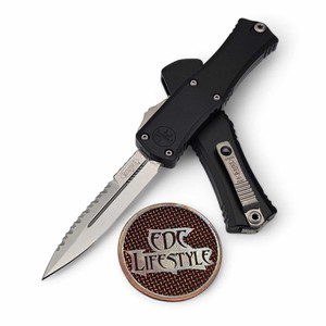 Microtech Hera II Mini Black 2.90" Bayonet Full Serrated Stonewash 1701M-12 By Edc Lifestyle