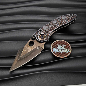 Borka Blades Stich DLC Vegas Forge Tiger Damascus, Ti2 Design Skulls Handle with Copper Fill - Preowned