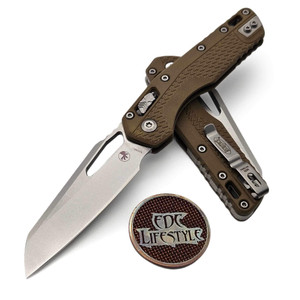 Microtech MSI Ram-Lok Dark Earth Tri-Grip Polymer 3.85" S/E Stonewash 210T-10PMDE By Edc Lifestyle