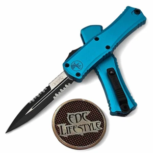 Microtech Hera II Mini Turquoise 2.90" Bayonet Partial Serrated Black 1701M-2TQ By Edc Lifestyle