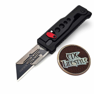 Reate Knives EXO-U Gravity Knife Speedhole Black Aluminum Red Button (2.3" Utility)