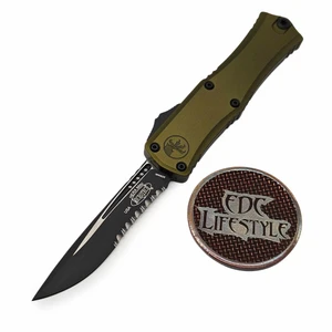 Microtech Hera II Mini OD Green 2.90" Recurve Partial Serrated Black 1705M-2OD By Edc Lifestyle
