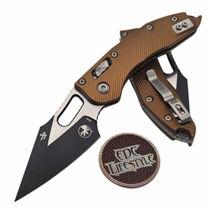 Microtech Stitch Ram-Lok 169RL-1FLTA Fluted Tan Aluminum Black Standard