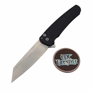 Pro-Tech Knives Malibu Flipper Black handle Stonewash Reverse Tanto magnacut 3.3" Blade PT-5401