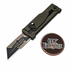 Reate Knives EXO-U Gravity Knife Diamond OD Green Aluminum (2.3" Utility)