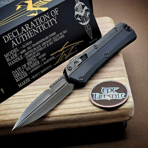Marfione Custom Knives Glykon DLC Diamondwash Hefted Black Allow w/DLC Stipped Overlay & Two-Tone HW - Preowned
