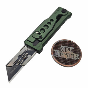 Reate Knives EXO-U Gravity Knife Speedhole Green Aluminum with Green Button V2 (2.3" Utility)
