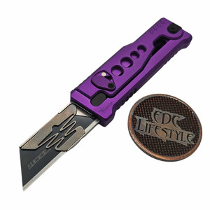 Reate Knives EXO-U Gravity Knife Speedhole Purple Aluminum with Purple Button (2.3" Utility)