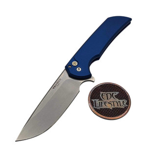 Pro-Tech Knives Mordax Flipper Sold Blue Handle, 3.5" Stonewash Magnacut Blade, Mosaic Pin Push Button WindupMX.1