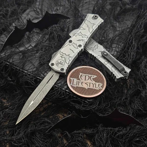 Microtech Hera II Mini Brushed Metal Halloween Bats 2.90" D/E 1702M-1HWBAS By Edc Lifestyle