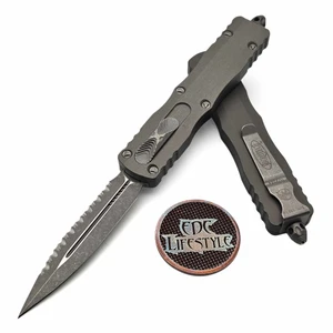 Microtech Dirac Delta Natural Clear 3.75" D/E Full Serrated Apocalyptic 227-12APNC  By Edc Lifestyle