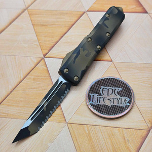 Microtech UTX-85 T/E Tanto Edge Automatic Knife Coyote Camo 3.1" Full Serrated 233-3CCS - Preowned