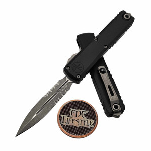 Microtech Ultratech ZBP 1122-11AP Black Double Edge Partial Serrated 3.5" Apocalyptic M390MK - Zero Blade Play