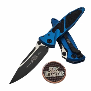 Microtech Socom Elite Manual Blue 4" S/E Black 160-1BL Single Edge on EDC Lifestyle