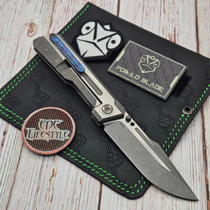 Poikilo Blade Tactical Series Marlin-M Two-Tone Dark Stonewash Titanium Folder 3.66" Harpoon Dark Stonewash M398 Zircu-Ti Accents Poikilo Blade Tactical Series Marlin-M Two-Tone Dark Stonewash Titanium Folder 3.66" Harpoon Dark Stonewash M398 Zircu-Ti Accents