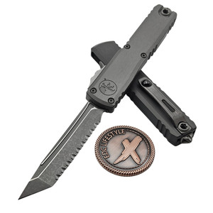 Microtech Ultratech ZBP 1123-12APNC Natural Clear Tanto Edge Full Serrated 3.5" Apocalyptic M390MK - Zero Blade Play