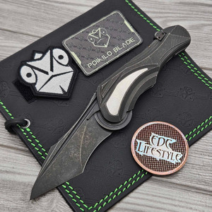 Poikilo Blade Futuristic Series Carmen 2-Tone DSW Titanium Folder 3.37" Dark Stonewash M398